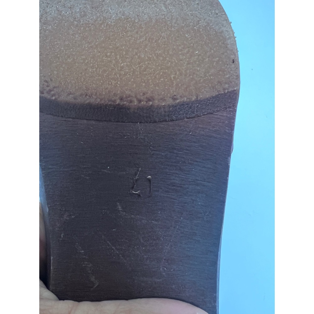 Swedish Hasbeens T-Strap Luxury Clogs Brown Leather Wood Heel Sandals (41) 9.5 - Picture 10 of 10